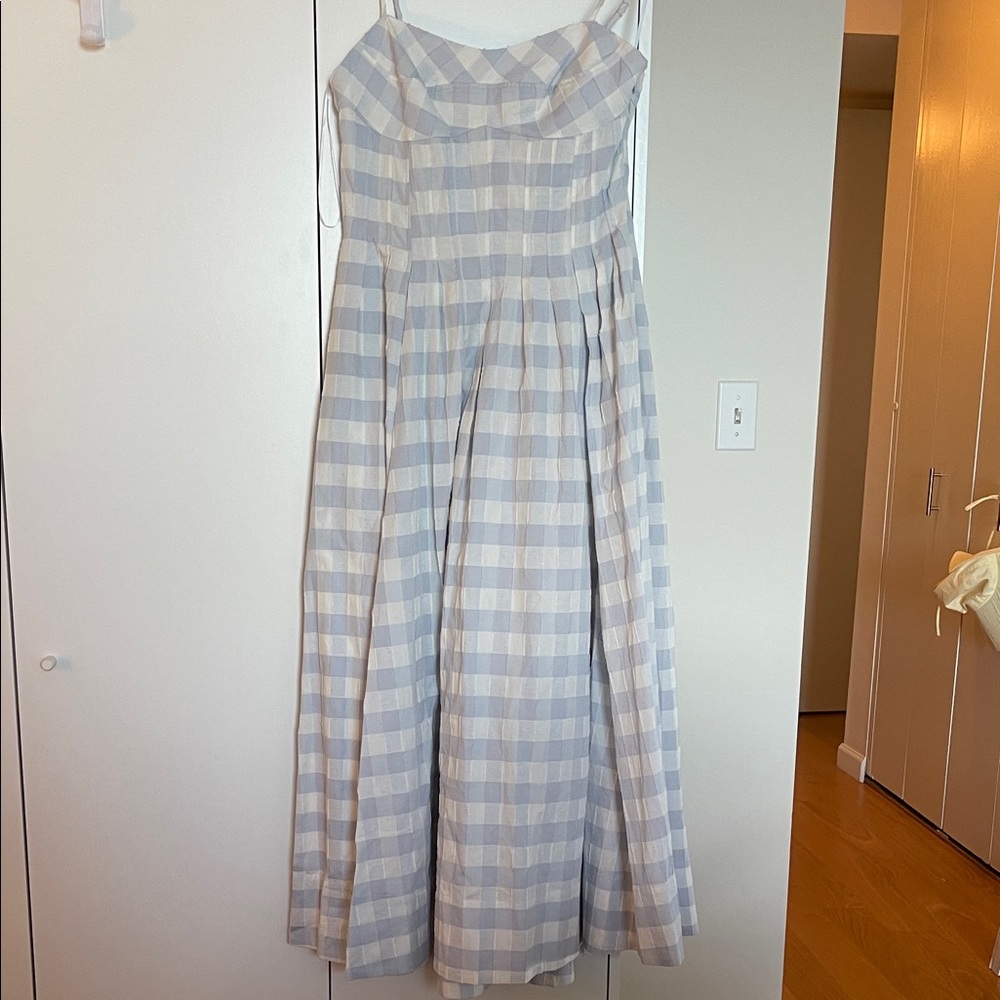 NWT Simkhai Ivory and Light Blue Checkered Dress